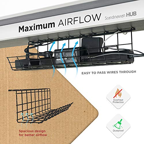 Scanfield Under Desk Cable Organizer Wire Tray, Set of 2x17 inch, Black - color: Steel Black, size: 17in (2-Pack)
