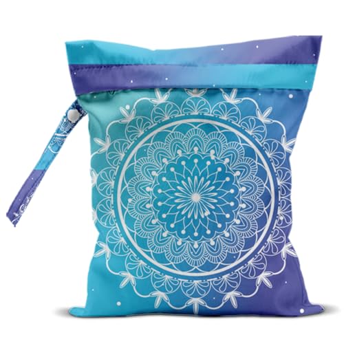 Mandala Large Wet Bag Travel Laundry Bags - Waterproof with Handle, Washable Dirty Clothes Bags for Travel, Wet & Dry, Gym Bag, Swimming Pool, College Dorm - color: Mandala2