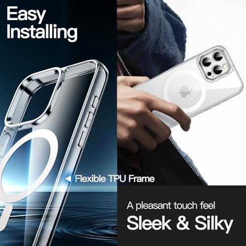 JETech Magnetic Case for iPhone 16 Pro 6.3-Inch Compatible with MagSafe, Shockproof Phone Bumper Cover, Anti-Scratch Clear Back (Clear) - color: Clear, size: iPhone 16 Pro