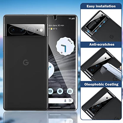 LK 2 Pack for Google Pixel 7 Pro Screen Protector + 2 Pack Lens Protector - size: Pixel 7 Pro