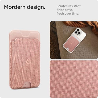 Spigen for MagSafe Wallet, Holds 3 Cards, Strong Magnet, Urban Fit MagFit - color: Fabric Rose Gold, size: 3-Cards