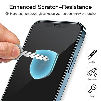 JETech Full-Coverage Screen Protector for iPhone 12 Pro Max, 3-Pack | Black Edge Tempered Glass, Easy Installation Tool, HD Clear, Case-Friendly - size: iPhone 12 Pro Max