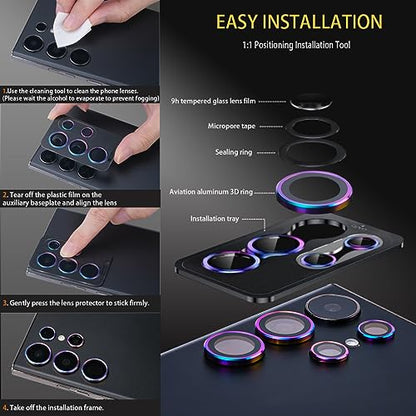 Camera Lens Protector for Samsung Galaxy S23 Ultra, Glitter Silver - color: Glitter Silver