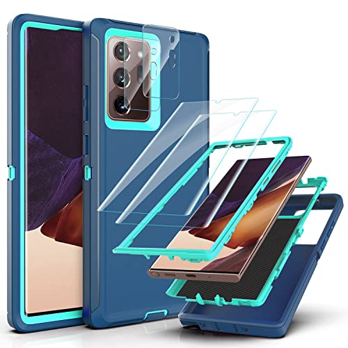 YmhxcY Note 20 Ultra Case with Self Healing Flexible TPU Film[2 Pack] and Camera Lens Screen Protective Film[2 Pack], Heavy Protection Cover for Samsung Galaxy Note 20 Ultra-Blue and Turquoise - color: SF-Blue/Turquoise