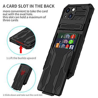 for iPhone 13 Wallet Case with Card Holder, Black | Detachable Card Holder, Built-in Kickstand, with Screen Protectors, Military Grade, Full Body Shockproof - size: for iPhone 13 - 6.1''