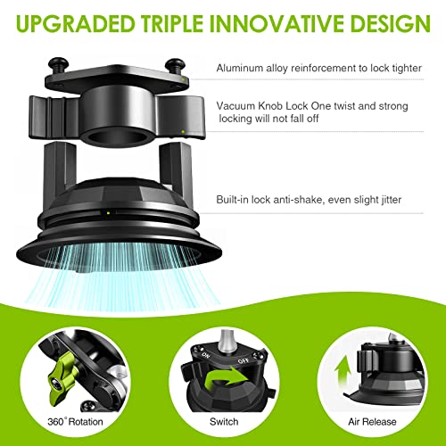 Suction Cup Phone Mount 360 Rotating Universal Ball Head Arm for Car Dashboard Windshield Vehicle Sunroof (Black) - color: Black
