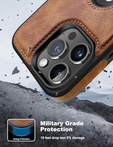 WTCASE Magnetic for iPhone 16 Pro Leather Case,Built-in Invisible Stand [Compatible with Magsafe] Protective Slim Kickstand Phone Cover Compatible with iPhone 16 Pro (2024) 6.3" (Brown) - color: Brown, size: iPhone 16 Pro - 6.3"