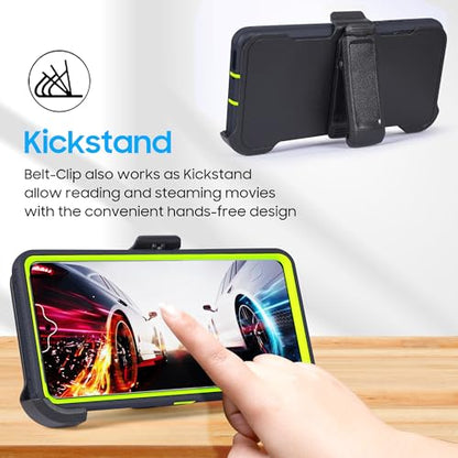 Compatible for Samsung S25 FE, Built in Screen Protector, Belt Clip Holster Heavy Duty Defender Case Dustproof Shockproof Protection (Camo Green) - color: Camo Green