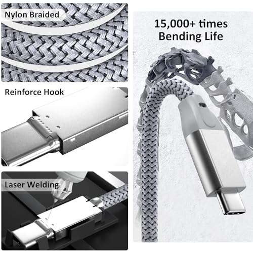 USB C to USB C Cable 100W 3.3FT 2Pack, 4K Video USB C 3.2 Gen 2 Data Cable - color: Silver, size: 3.3FT(2PACK)