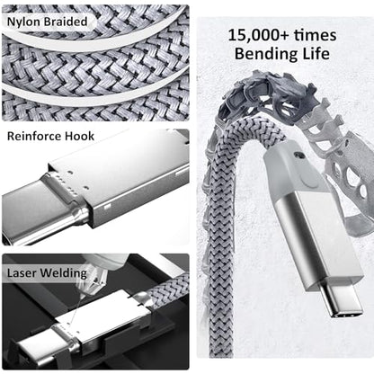 USB C to USB C Cable 100W 3.3FT 2Pack, 4K Video USB C 3.2 Gen 2 Data Cable - color: Silver, size: 3.3FT(2PACK)