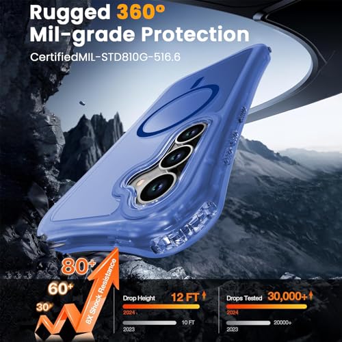 WRJ Magnetic Matte for Samsung Galaxy S26 FE Case,Samsung S25 FE Case [Fit for MagSafe][Military Grade Drop Protection] Translucent Shockproof Protective Phone Case-Blue - color: Blue, style: Matte