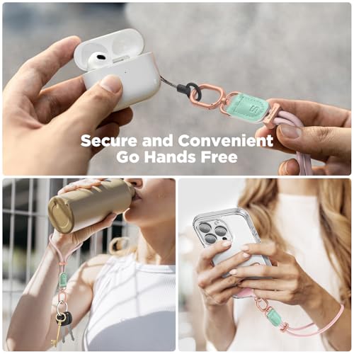 SURPHY Phone Wrist Strap, Keychain Wristlet, Phone Lanyard with Tether Tab - color: Pink & Mint