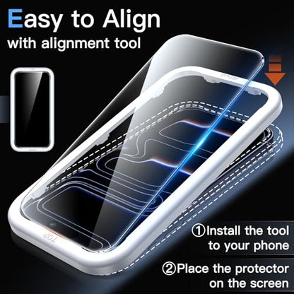 JETech Screen Protector for iPhone 17 Pro, 3-Pack | 9H Tempered Glass, HD Clear, Anti-Scratch Protection, Easy Installation Tool - size: iPhone 17 Pro