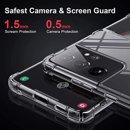 KIOMY Clear Case for Samsung Galaxy S21 Ultra 5G Hybrid Design Shockproof Bumper Protective Cell Phone Back Cover Hard PC Back + Flexible TPU Raised Bezel with Airbags Corners