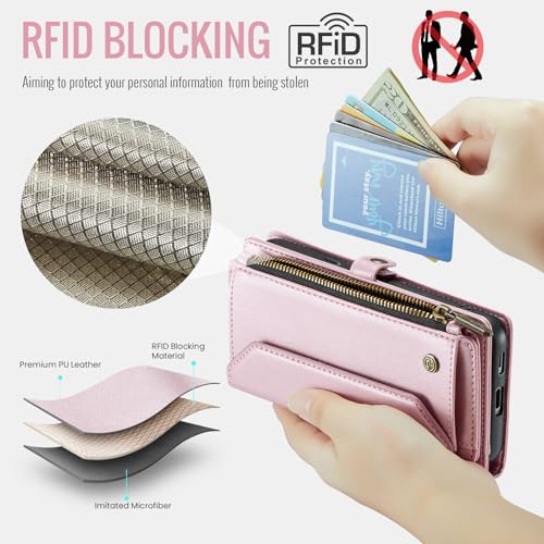 for Google Pixel 10a 6.3" Case, Women Men Multi-Function Wallet Case with Stand RFID Blocking Includes Shoulder Strap Wrist Strap Google Pixel 10a (Pink) - color: Pink