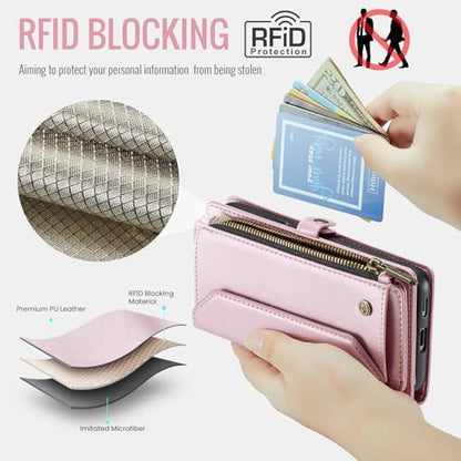 for Google Pixel 10a 6.3" Case, Women Men Multi-Function Wallet Case with Stand RFID Blocking Includes Shoulder Strap Wrist Strap Google Pixel 10a (Pink) - color: Pink