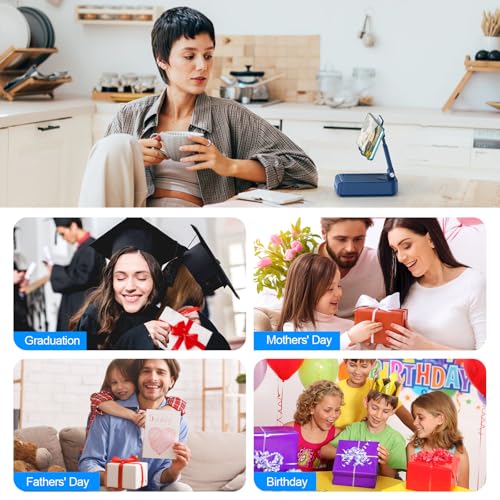TechGlow Gifts for Men Women Foldable Cellphone Stand with Bluetooth Speaker and Charging Function 360° Rotatable Phone Stand Birthday Gift Idea for Mom Dad Cool Tech Gifts-Blue - color: Blue