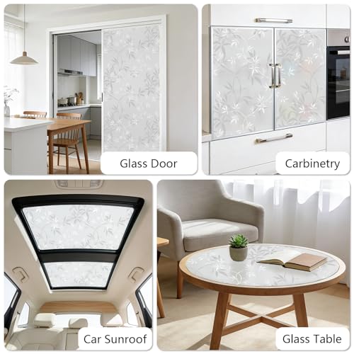 LEMON CLOUD Window Privacy Film, Frosted Glass Window Film, 23.6″ x 78.7″ - color: Bamboo Leaf, size: 23.6" x 78.7"