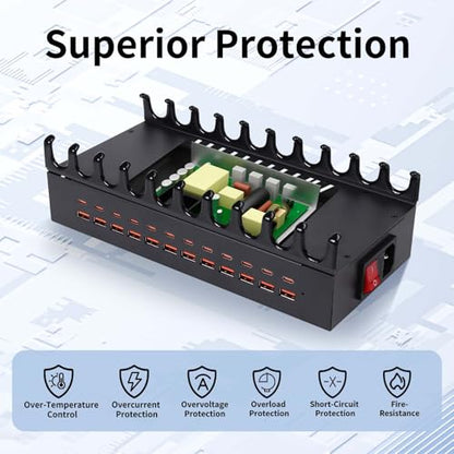 24 Ports 300W Charging Station for Multiple Devices with 10 Cables