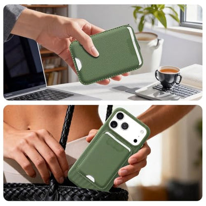 for MagSafe Wallet with Stand, Magnetic Phone Case Set, RFID Blocking, Slim Detachable Stand Card Holder, Tech Fabric for iPhone 17 Pro Max (Mint green (Case+ Card Holder), iPhone 17 Pro Max) - color: Mint green (Case+ Card Holder)