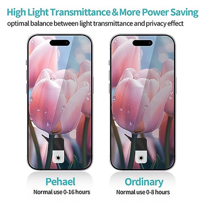 PEHAEL for iPhone 15 Pro Max Privacy Screen Protector+Camera Lens Protector
