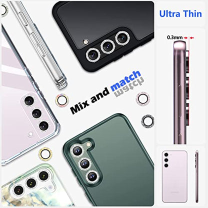 imluckies Camera Lens Protector for Sansung Galaxy S24 / S23 / S23 Plus, Bling Aluminum Alloy Ring & HD Tempered Glass, 9H Hardness Anti-Scratch Back Screen Camera Cover [NOT for S24+], Glitter Sliver - color: Glitter Silver