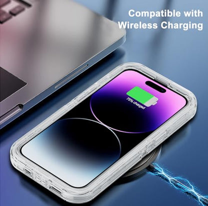 for iPhone 14 Pro Max Clear Case with 2 Screen Protector,[Not Yellowing] Military Grade Drop Protection Thick Anti-Fall Transparent Heavy Duty Shockproof Phone Cover 6.7"(Clear) - color: Clear