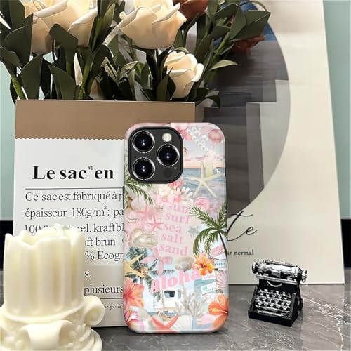 Case for iPhone 16 Pro, Cute Phone Case, Aloha Summer Collage | Hybrid 2-Layer Phone Cover，Military-Grade Protection Durable Shockproof Anti-Scratch Cases - color: Pink Aloha Summer Collage, size: Iphone 16 Pro