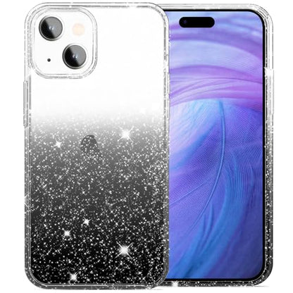 JJGoo Compatible with iPhone 13 Case, Glitter Soft TPU Shockproof Protective Bumper Cover, Sparkle Bling Sparkly Cute Slim Women Girls Phone Case for iPhone 13, 6.1inch, Gradient Glitter Black - color: Gradient Glitter Black