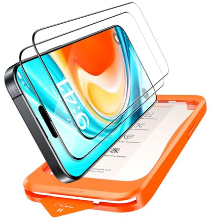 TORRAS Top-Notch Military-Grade Shatterproof for iPhone 15 Screen Protector [Most durable 9H+ Glass,Unbreakable from 12-foot Drop] for iPhone 14Pro&iPhone 15, Diamond Shield 2 Packs - size: iPhone 15（6.1 inch）