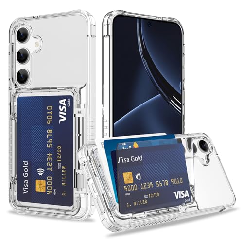 Wallet Case for Samsung Galaxy S25 with 3 Credit Card Holder Slot | Shockproof Hybrid Heavy Duty Protection Clear Phone Cover Compatible with Galaxy S25 (Clear) - color: Clear, size: Samsung Galaxy S25