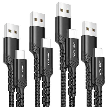 JSAUX USB to USB C Cable 4-Pack (10ft+6.6ft+3.3ft+3.3ft), Black - color: Black, size: 3.3ft+3.3ft+6.6ft+10ft