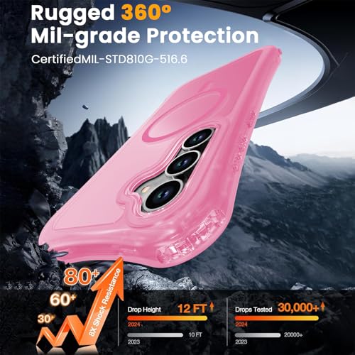 WRJ Magnetic Matte for Samsung Galaxy S26 FE Case,Samsung S25 FE Case [Fit for MagSafe][Military Grade Drop Protection] Translucent Shockproof Protective Phone Case-Pink - color: Pink, style: Matte