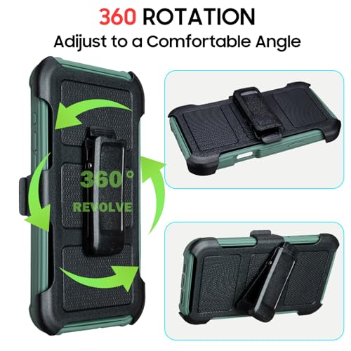for Defender Case iPhone 16 Phone Case with Belt Clip Heavy Duty Dark Green | Protective iPhone 16 Cases Kickstand Rugged with 2 Layers of Sturdy, Shockproof Phone Cover for iPhone16 Case Black 6.1 inch - color: Dark Green