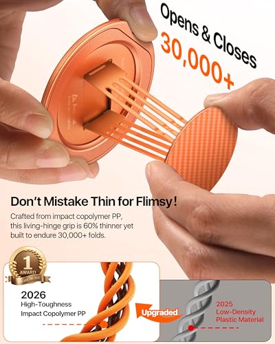 andobil [2026 Ultra-Thin] Magnetic Phone Ring Grip for MagSafe, Orange - color: Orange Carbon Fiber