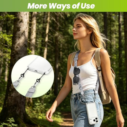 takyu Multifunctional Phone Lanyard, 3 in 1 Cell Phone Detachable Adjustable Crossbody Strap & Neck Lanyard & Wrist Lanyard with 2x Tether Tab for Most Smartphones, Outdoor Travel Essential Grey - color: Greyx1