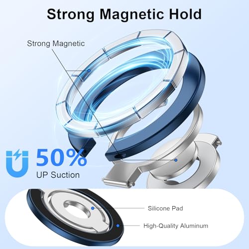 Magnetic Ring Holder for MagSafe Case Dual-Side Magnet Phone Grip Kickstand - color: blue