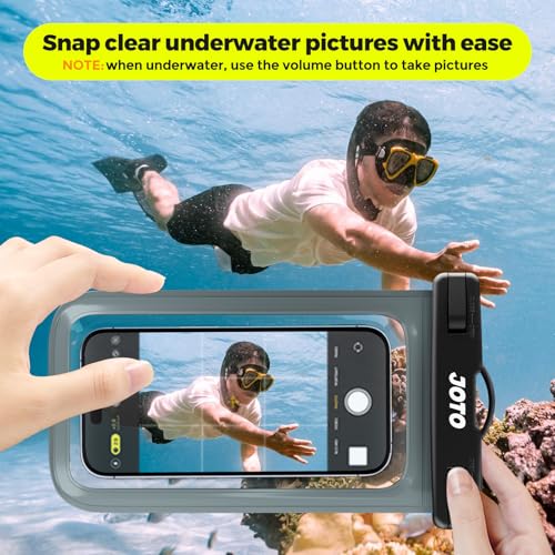 JOTO Up to 7" Universal Waterproof Phone Case for iPhone 17 Air 16 15 14 13 12 11 Plus Pro Max, IPX8 Cellphone Dry Bag XR X SE, Galaxy S23 S22 S21 S20+ S20 S10 Plus Note, Pixel -Grey - color: Grey, size: 1 Pack