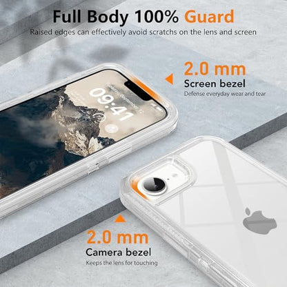 TUTUKII for iPhone 16e&17e Case Clear | Heavy Duty Shockproof, Anti-Drop, Anti-Yellow,Triple-Layer Transparent Protective Phone Cover, 6.1" - color: Clear, size: iPhone 16e & 17e 6.1"