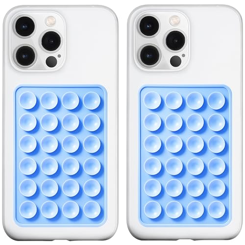 LvShuLiangPin Anteel 2 Pack Silicone Suction Phone Case Mount, Silicon Adhesive Phone Grip for Smartphones, Hands-Free Mirror Shower Phone Holder for Selfies, Tiktok Videos (Sky Blue) - color: Sky Blue