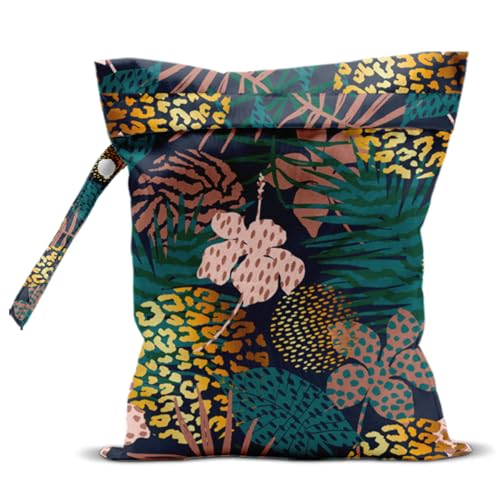 Palm Leaves Wet Bag Green Summer Waterproof Travel Laundry Bags, Washable Reusable Wet Dry Bag for Swimsuit Beach Diapers Dirty Yoga Gym Clothes, Plant Gifts for Women Friend - color: Leaf