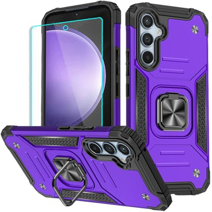 for Samsung S23 FE Case: S23 FE Case with Screen Protector: (Heavy Duty) Military Grade 360° Rotatable Kickstand Shockproof Protective Cases for Samsung Galaxy S23 FE (Purple) - color: Samsung S23 FE Case Purple