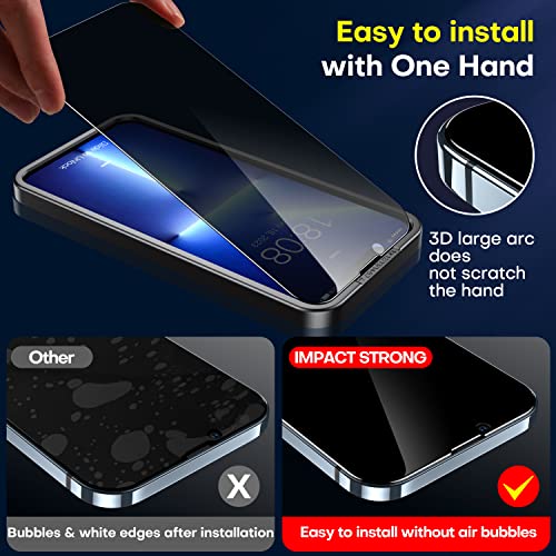 ImpactStrong Anti-Spy Privacy Screen Protector for iPhone 14 Plus/iPhone 13 Pro Max (6.7-Inch), 9H Tempered Glass, Shatter-Resistant, Anti-Scratch, Easy Install Kit, Case Friendly, 2-Pack - size: iPhone 14 Plus/13 Pro Max