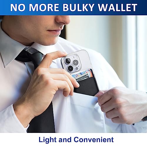 Fulgamo Phone Wallet Stick on,Card Holder for Phone Case,Phone Card Holder | 2Pack,Leather,Self Adhesive Sticker,Double Pocket,Sticky,Back of Cell Phone,Credit ID Card Pouch,For iPhone Samsung Galaxy - color: Black