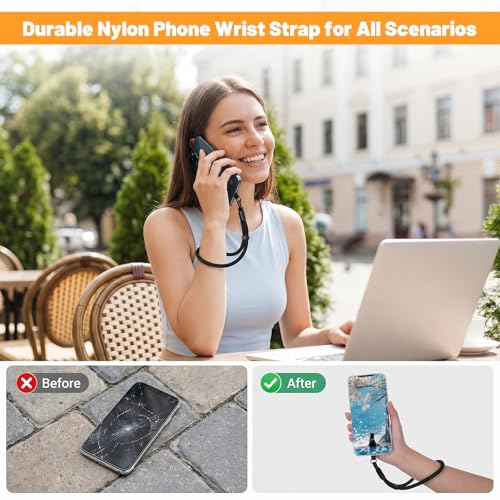 4 Pack Phone Wrist Strap, Adjustable Cell Phone Lanyard Strap, Wrist Lanyard with 360° Rotating Hook and Tether Tabs - color: 2 Black+2 Grey