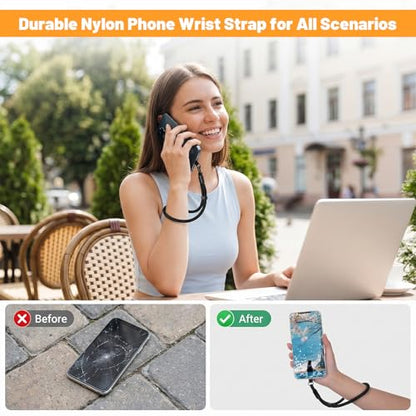 4 Pack Phone Wrist Strap, Adjustable Cell Phone Lanyard Strap, Wrist Lanyard with 360° Rotating Hook and Tether Tabs - color: 2 Black+2 Grey