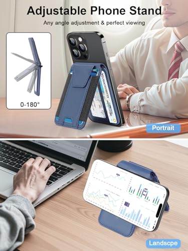 for MagSafe Wallet Works with Apple Find My, Strongest Magnetic Wallet - color: Dark Blue