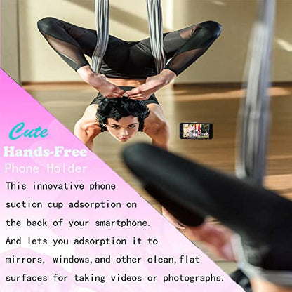 Double Sided Silicone Suction Phone Holder Mount, Silicon Accessory for iPhone and Android, Hands-Free Mirror Shower Phone Holder, TikTok Videos and Selfies (Off-White+Red) - color: Off-White+Red