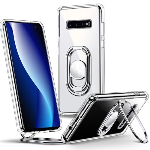 Shields Up for Samsung S10 Plus Case with Stand, Galaxy S10 Plus Case Clear with Double Ring Holder [Adjustable & Foldable] Shockproof Protective Cover for Samsung Galaxy S10 Plus - Clear - color: Clear, size: Galaxy S10 Plus