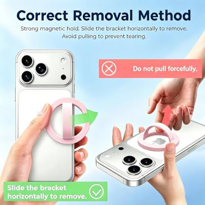 Magnetic Finger Loop Grip for iPhone 17/16/15/14/13/12 Series, Light Pink - color: Light Pink